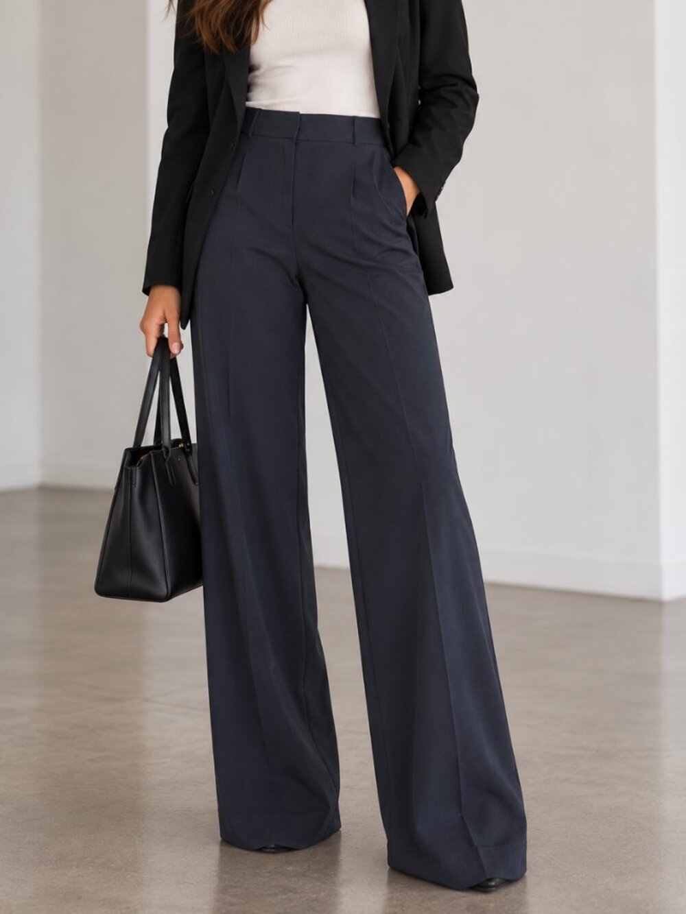Dynamite Women's Wide Leg High Rise Dress Pants Trousers Black Size 6